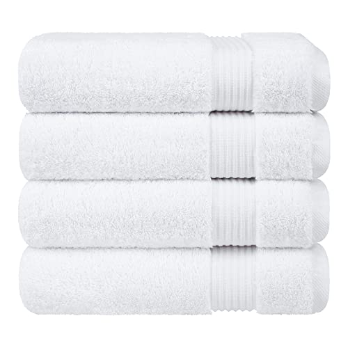 Cotton Paradise Turkish Towel Set, Soft Absorbent Quick Dry, 4 Piece Bath Towel Set, Snow White - color: Snow White, size: 27"x54"