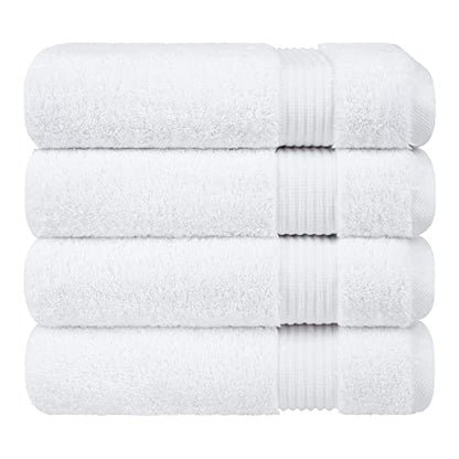 Cotton Paradise Turkish Towel Set, Soft Absorbent Quick Dry, 4 Piece Bath Towel Set, Snow White - color: Snow White, size: 27"x54"