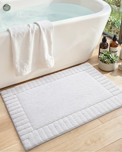 DEXI Bathroom Rugs 24x16, Non Slip Bath Mats for Bathroom Floor, Ultra Soft and Absorbent Bath Rug Shower Carpet, Machine Washable, White - color: White, size: 24" X 16" (Rectangular)
