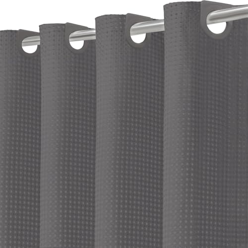 Inhousolu No Hook Shower Curtain with Removable Snap-in Liner, Waffle Weave 230 GSM Polyester, Weighted Hem, Water Repellent Washable, 72 x 78 Inch, Graphite Gray - color: Graphite Gray, size: 72"W x 78"L (Pack of 1)