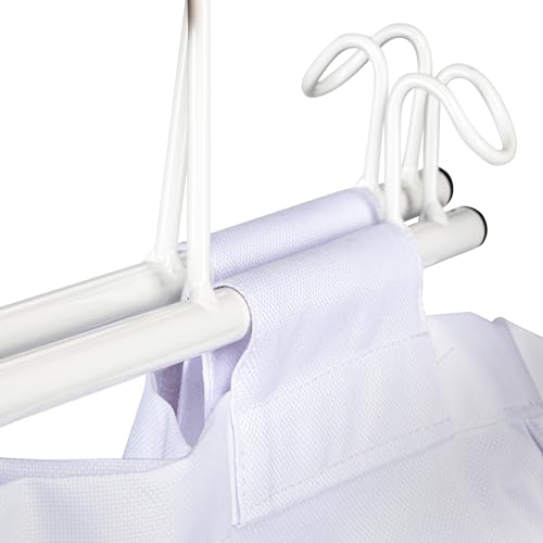 Household Essentials Rolling Laundry Hamper, Heavy Duty Canvas Bag, 2 Load Capacity, Foldable Frame, White Bag with Velcro Fasteners, White - color: White/White