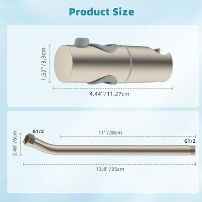Hibbent Shower Slide Bar with Handheld Shower Head Holder, Stainless Steel Shower Arm Extension Sliding Bar, Height & Angle Adjustment Showerhead Holder, Brushed Nickel - color: Brushed Nickel