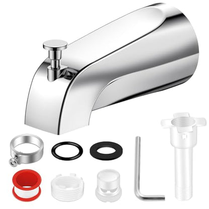 Universal Bathtub Tub Spout with Diverter,Fits 1/2'' Copper Pipe, 1/2'' IPS and 3/4'' IPS, Bathroom Bathtub Tub Faucet Replacement with Adapters