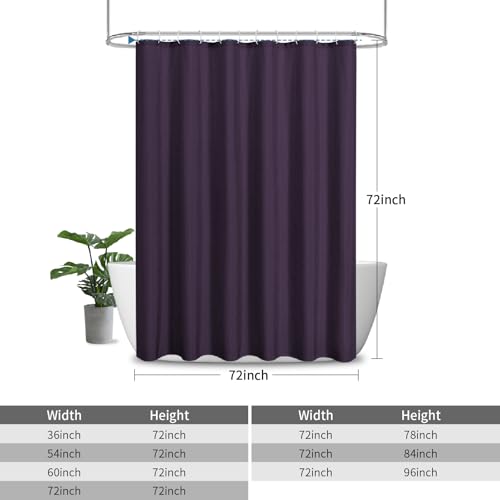 2-in-1 Waterproof Fabric Shower Curtain,No Separate Liner Needed,Linen Textured,Effortless Cleaning & Washable Bathroom Shower Curtain Set with 12 Plastic Hooks,72"x72",Purple - color: Purple, size: 72"W x 72"L (Pack of 1)