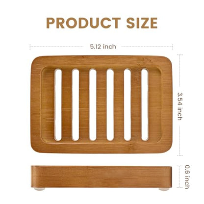 Flat Slotted Wood Soap Dish, 1 Pack, Warm Brown | Self Draining Design, Multi-use as Sponge Holder, Ideal for Shower, Bathroom, Kitchen, Sink & Travel, Box Packed - color: Warm Brown