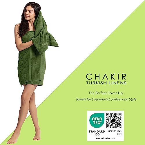 Chakir Turkish Linens 4 Piece Bath Towel Set, 100% Cotton Luxury Turkish Towels for Bathroom, Soft Absorbent Bath Towels, 27 x 54 Inches, Moss - color: Moss