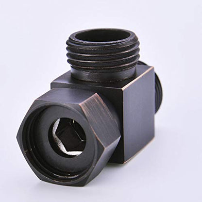 1/2" Brass Bronze 3 Way Diverter, Hose Fitting Tee, T Shape Adapter Connector for Angle Valve Hose, Bath Shower Arm, Toilet Bidet Sprayer Faucet, Oil Rubbed Bronze Finished - color: Bronze