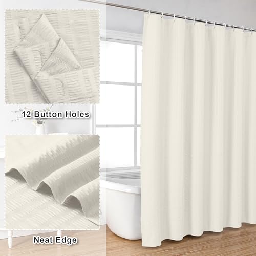 Aiyufeng Cream Shower Curtain, Embossed Textured Fabric Shower Curtain for Bathroom - Soft Cloth & Hotel Spa Luxury, Water Repellent, Machine Washable, 72X72, Cream - color: Cream, size: 72"W x 72"L (Pack of 1)