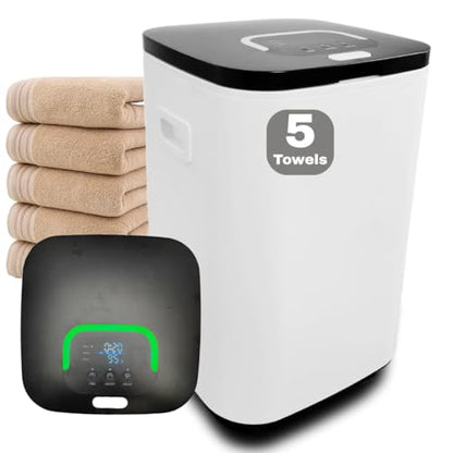 Di’Aroma Luxury Towel Warmer Bucket for Bathroom – Extra Large 26L Heated Towel Warmer for Towels, Robes & Blankets, Hot Towel Warmer with Fast Heating, Includes Aroma Tablets, Housewarming Gift - color: Black & White
