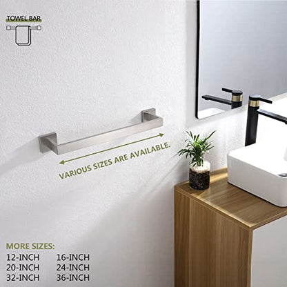 KOKOSIRI 16-Inch Single Towel Bar, Bathroom Kitchen Towel Holder, Wall Mounted SUS304 Stainless Steel Towel Rack, Brushed Nickel, B4003BR-L16 - color: Brushed Steel, size: 16-Inch