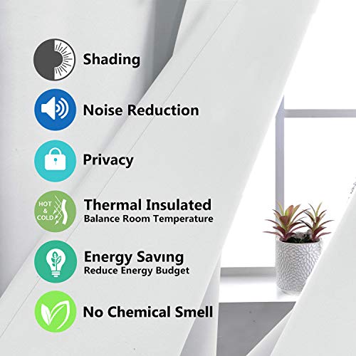 DriftAway Thermal Insulated 100 Percent Darkening Blackout Curtain Liner 2 Panels Each Liner Size 50 Inch by 58 Inch Rings Included Off White Panel - size: 50"W x 58"L (Pack of 2)