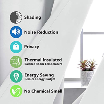 DriftAway Thermal Insulated 100 Percent Darkening Blackout Curtain Liner 2 Panels Each Liner Size 50 Inch by 58 Inch Rings Included Off White Panel - size: 50"W x 58"L (Pack of 2)