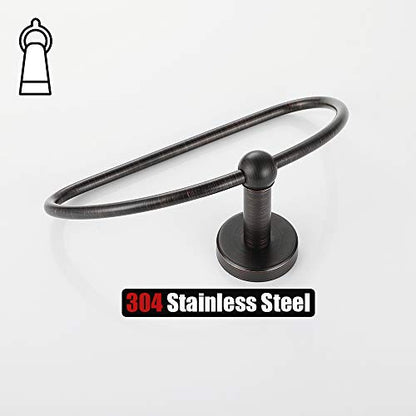 JQK Towel Ring Oil Rubbed Bronze, Stainless Steel Half Ring Towel Holder for Bathroom, 7 Inch ORB Wall Mount, TR160-ORB - color: Oil Rubbed Bronze