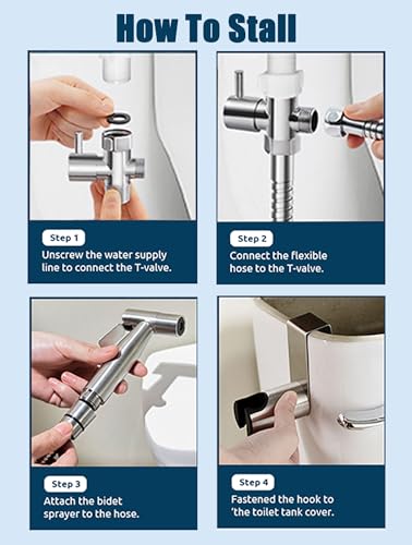 Handheld Bidet Sprayer for Toilet, Bidet Toilet Spray, Adjust Water Pressure Stainless Steel Brushed Nickel Bathroom Toilet Jet Spray, Cloth Diaper Bidet Toilet Sprayer for Baby Wash