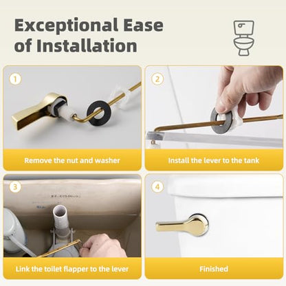 Universal Metal Shiny Gold Toilet Handle Replacement, Brass/Front Mount | Toilet Flush Handle Lever with Adjustable Stainless Steel Chain, Compatible with Kohler, American Standard, TOTO, Mansfield - color: Polished Gold, style: Front Mount Design