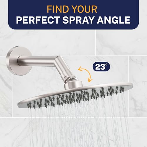 HammerHead Showers Solid Metal Round 8 Inch Rainfall Shower Head, High Flow Shower Head Optimized for Pressure, Brushed Nickel, 1.75 GPM - color: Brushed Nickel, size: 1.75 GPM