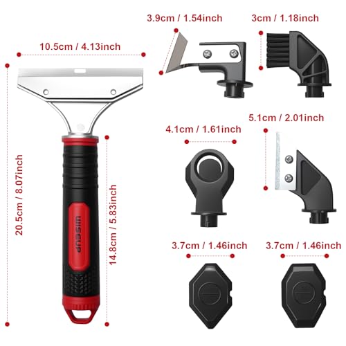 WISEUP Caulking Tool，6 in 1 Caulk Remover Tool with Grout Scraper，Brush | Caulking Tool Kit for Kitchen,Bathroom,Window,Door