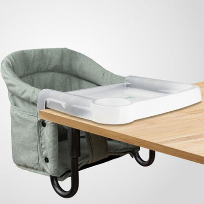 Hook On Chair with Removable Dining Tray,Portable Hook-On Chairs with Storage Bag,for Home and Travel(Sage Green) - color: Sage green with tray