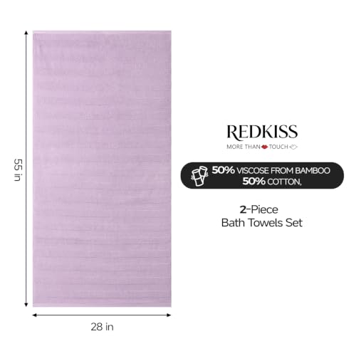 REDKISS Ultra Soft Viscose from Bamboo Bath Towels, 28 x 55 Inches, Purple | 2 Pack, Absorbent & Quick Drying, 50% Viscose from Bamboo, 50% Cotton, Luxury Towels for Bathroom Perfect for Daily Use - color: Purple