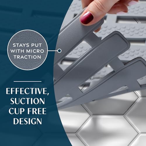 SlipX Solutions 31"x15" Weighted Non Slip Bath Mat for Textured Tubs, Gray | No Suction Cup Design, Safe For Refinished Bathtubs & Showers, Doesn't Float, Stays Put On Tile, Texture, & Stone - color: Gray