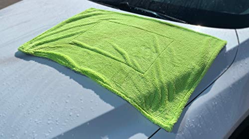 Autofiber Amphibian Dual Microfiber Car Drying Towel - One Side Twist, One Plush - 20 inch x 30 inch, Green/Gray - color: Green/Gray