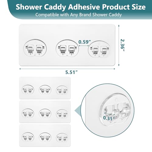 8 Pack Shower Caddy Adhesive Replacement, Strong Shower Shelf Adhesive Hooks for Corner Shelf Basket, Bathroom Rack, Kitchen Rack and Soap Holder - size: 8 Pack 5.51"L