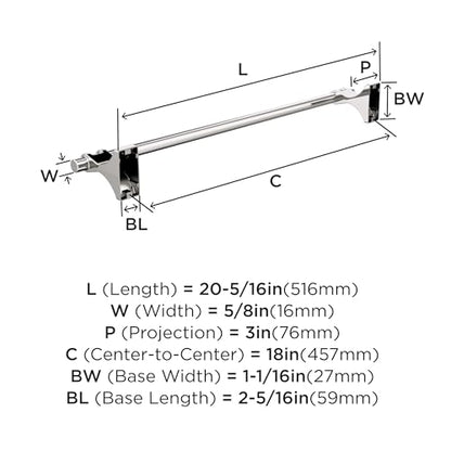 Amerock Davenport Polished Nickel 18 inch (457 mm) Center-to-Center Towel Bar, BH36053PN - color: Polished Nickel, size: 18 Inch (457 mm)
