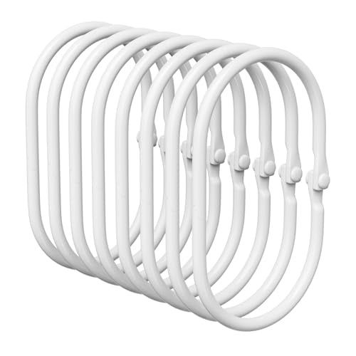 Bathway Shower Curtain Rings, White Shower Curtain Hooks 12 Pcs Anti-Drop Shower Rings for Curtain, Metal Shower Curtain Rings Rust Proof, Shower Hooks for Shower Curtain Rod, Curtain Rings - color: White, style: Modern Oval