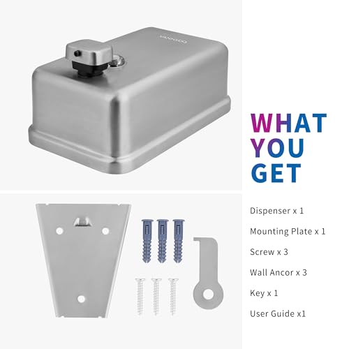 Commercial Soap Dispenser Wall Mount, Stainless Steel, 1 Pack | with Corrosion Proof Lining, Brushed Hand Liquid Sanitizer Dispenser Bathroom