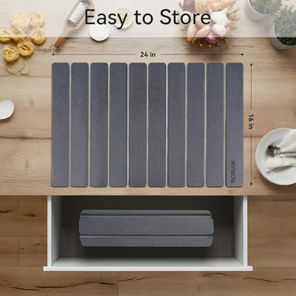 Stone Drying Mat for Kitchen Counter, 24"(L)×16"(W), Drying Matt Kitchen Counter, Quick Dry Stone Dishes Mats, Foldable Diatomaceous Earth Mat (Pure Gray) - color: Pure Gray