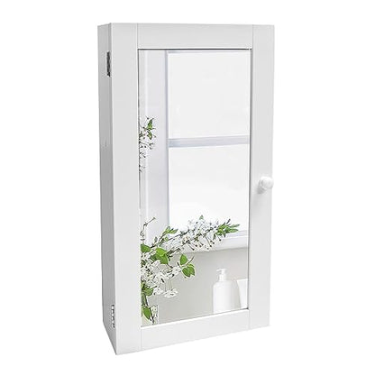 Mirrored Wall Mounted Bathroom Cabinet with Shelves, Stay Closed Magnetized Door, Compact Sylish and Functional Design, Durable and Easy to Assemble, White - style: Mirrored Wall Mounted Bathroom Cabinet