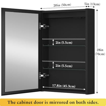 Spliceable Modular LED Lighted Bathroom Medicine Cabinet Mirror with Anti-Fog Aluminum Frame, Adjustable Lighting, Built-in Sockets & USB Ports – Wall Mounted (Left Hinge, 28" L x 20" W) - color: 20"×28" Led Left Hinge Cabinet