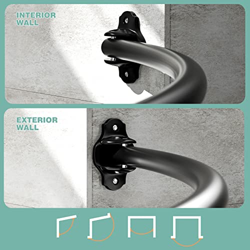 Mcrbeay Curved Shower Curtain Rod, Stainless Steel, Adjustable 40-72 inch | Heavy Duty, Extra Wide Round Shower Rod for Bathroom, Shower Stall, Bathtub, Rustproof, Black - color: Black, size: 40-72 Inches
