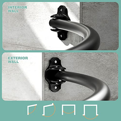 Mcrbeay Curved Shower Curtain Rod, Stainless Steel, Adjustable 40-72 inch | Heavy Duty, Extra Wide Round Shower Rod for Bathroom, Shower Stall, Bathtub, Rustproof, Black - color: Black, size: 40-72 Inches