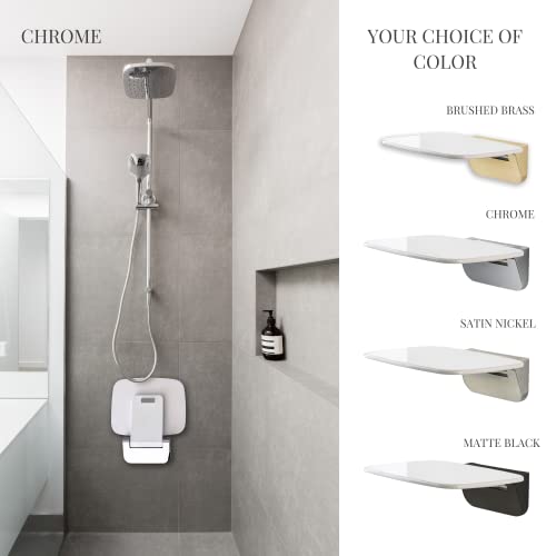 Folding Shower Seat Wall Mounted – Secure Fold Down Shower Bench, 350lbs Capacity, Space-Saving & Easy to Clean, Polished Chrome - color: Polished Chrome