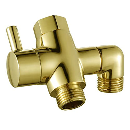 Brass Shower Diverter Valve for Handheld Shower Head and Fixed Spray Head G1/2 3 Way Universal Bathroom System Component Replacement Part, Polished Gold - color: Polished Gold