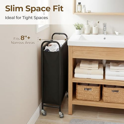 GRANNY SAYS Laundry Hamper, Slim Basket with Wheels and Handles, Black, 80L - color: Black, size: 80L