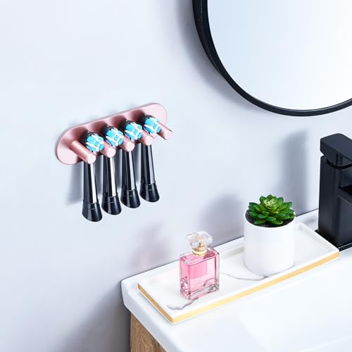 Electric Toothbrush Head Holder, Toothbrush Holders Wall Mounted, Adhesive Tooth Brush Head Holder Organiser, Electric Toothbrushs Holder, Shower Tooth Brushing Holder (Rose Gold, Large) - color: Rose Gold, size: Large