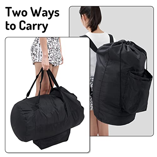 Seiritex Laundry Backpack Bag, Dirty Clothes Travel Laundry Bag with Shoulder Straps for College Dorm (Black) - color: Black