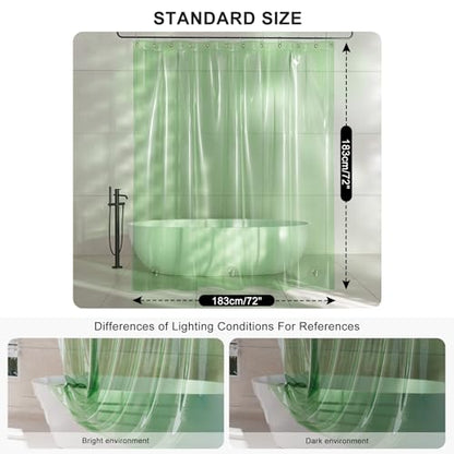 AmazerBath Heavy Duty Shower Curtain and Liner 2-in-1, 100% EVA Luxury Soft Clear Mint Green Shower Curtain Liner, 72x72 Plastic Weighted Shower Curtain, 12 Rustproof Grommets & 3 Heavyweight Stones - color: Rainbow Nature Oasis, size: 72"W x 72"L (Pack o