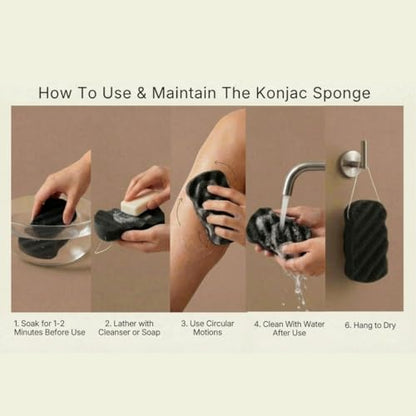 Korean Exfoliating Hemp Glove & Konjac Body Sponge Set. Deep Exfoliating Soft Body Scrubber Glove & Konjac Body Sponge, Dead Skin Remover for Keratosis Pilaris, 100% Vegan
