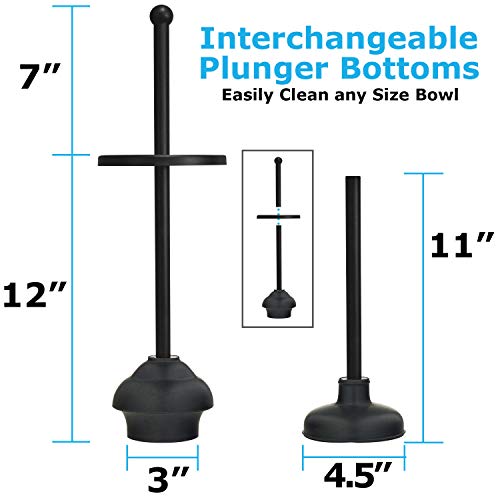 Blue Donuts Toilet Brush and Plunger Set with Holder, Modern Black Bathroom Accessories Toilet Plunger and Toilet Bowl Brush Combo - color: Black