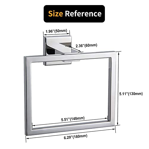 Towel Ring Hand Towel Holder for Bathroom Hand Towel Racks Wall Mount Simple Square Towel Hanger Heavy Duty SUS 304 Stainless Steel, Polished Finish - color: Polished