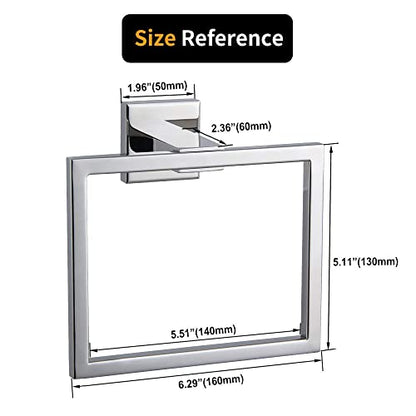 Towel Ring Hand Towel Holder for Bathroom Hand Towel Racks Wall Mount Simple Square Towel Hanger Heavy Duty SUS 304 Stainless Steel, Polished Finish - color: Polished
