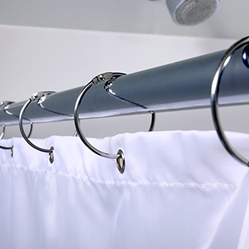 SlipX Solutions Chrome Shower Curtain Rings, Set of 12 | Effortless Gliding, Fits Standard Shower Rod, Snap Closure, Rust Resistant - color: Chrome