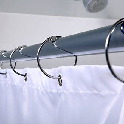 SlipX Solutions Chrome Shower Curtain Rings, Set of 12 | Effortless Gliding, Fits Standard Shower Rod, Snap Closure, Rust Resistant - color: Chrome