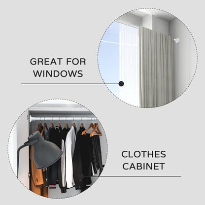 UIOSANRT White Shower Curtain Rod 31-68 Inches Non-Slip Shower Rod Tension Mounted No Drill Shower Curtain Rods Spring Tension Rod Adjustable Tension Curtain Rod for Windows Bathroom - color: White, size: 31"-68"