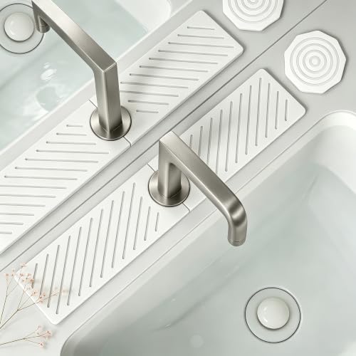 Stone Faucet Mat for Kitchen Sink,Kitchen Sink Accessories(White, 20"×3.9") | Diatomite Absorbent Drying Mat,Fast Drying Sink Splash Guard & Water Tray for Bathroom Counter,Quick Dry Sink Protector - color: White, size: 20" x 3.9"
