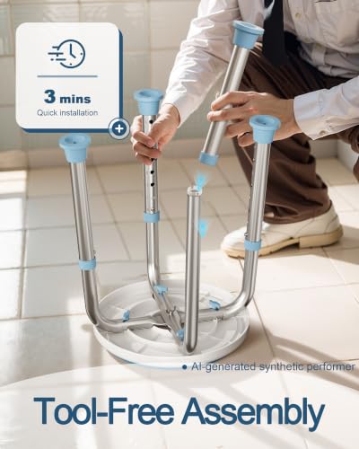 HOMLAND Swivel Shower Chair for Inside Shower, Adjustable Round Shower Stool with Back Scrubber, Shower Seat for Inside Tub Bathroom Bench Bath Chair for Elderly and Disabled