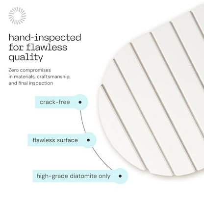 Deepstone Foldable Stone Bath Mat – Large Diatomaceous Earth Mat, Quick Dry with Non-Slip Base, Water Absorbing Bathroom and Shower Stone Mat, Easy to Clean (24” x 15”), White - color: White